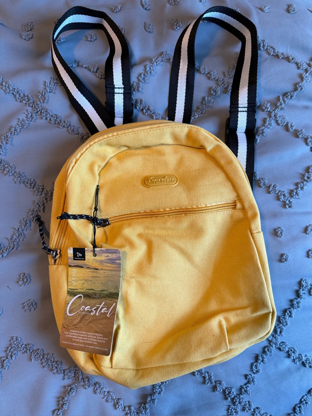 NWT Travelon Costal collection small yellow backpack with RFID protection